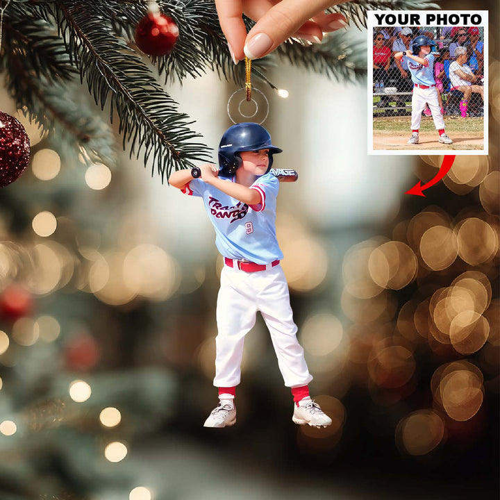Small Hands Big Hits - Personalized Photo Mica Ornament - Christmas Gift For Children, Baseball Players