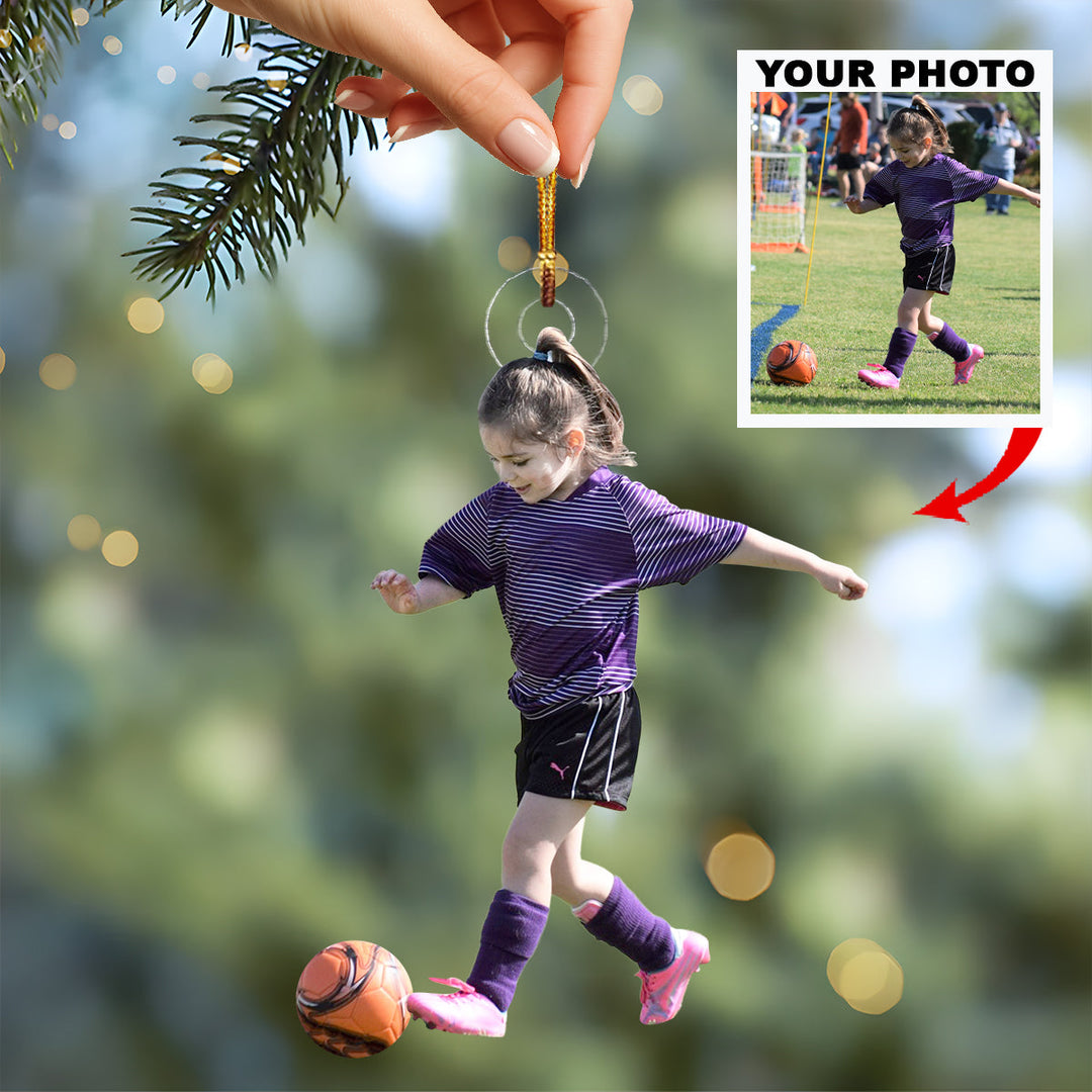 Little Stars Play - Personalized Photo Mica Ornament - Christmas Gift For Children, Sport Young Players