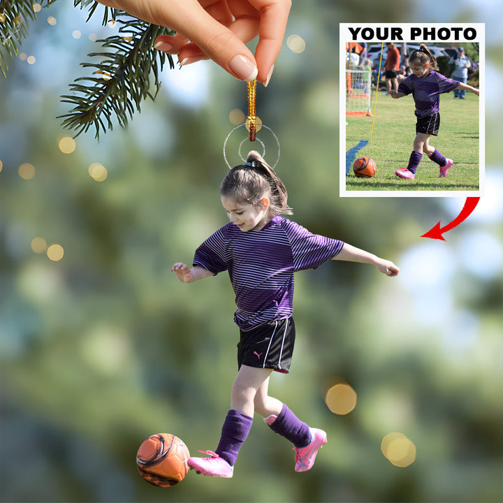Little Stars Play - Personalized Photo Mica Ornament - Christmas Gift For Children, Sport Young Players