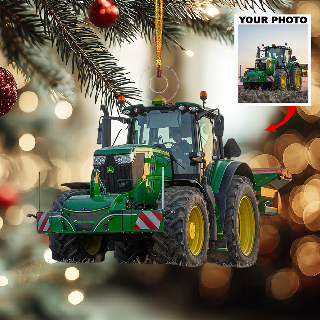 Farm Life Friend Tractor-Personalized Photo Mica Ornament-Christmas Gift For Family Members, Tractor Lovers