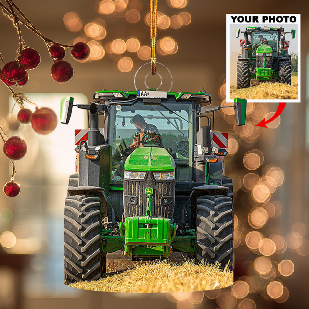 My Proud Partner Tractor-Personalized Photo Mica Ornament-Christmas Gift For Family Members, Tractor Lovers