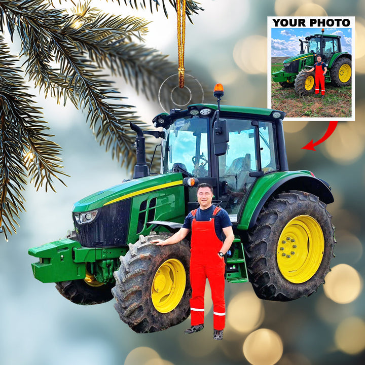 My Hard Worker Tractor-Personalized Photo Mica Ornament-Christmas Gift For Family Members, Tractor Lovers