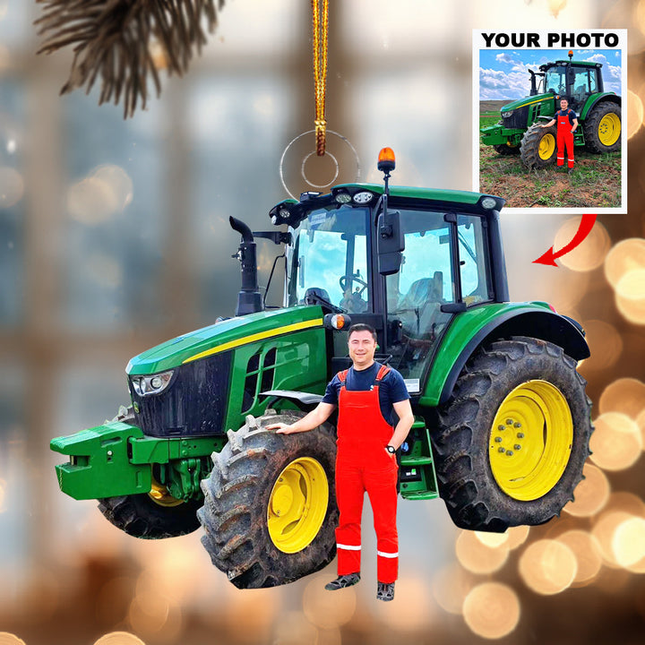 My Hard Worker Tractor-Personalized Photo Mica Ornament-Christmas Gift For Family Members, Tractor Lovers