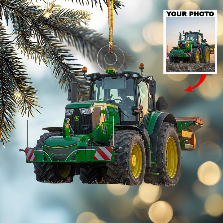 Farm Life Friend Tractor-Personalized Photo Mica Ornament-Christmas Gift For Family Members, Tractor Lovers