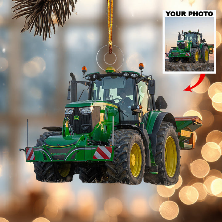 Farm Life Friend Tractor-Personalized Photo Mica Ornament-Christmas Gift For Family Members, Tractor Lovers