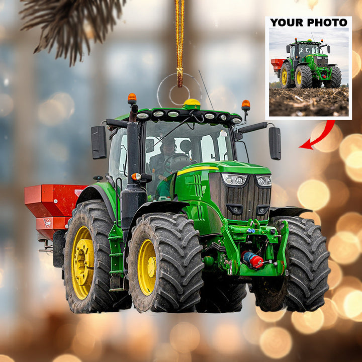 My True Helper Tractor-Personalized Photo Mica Ornament-Christmas Gift For Family Members, Tractor Lovers