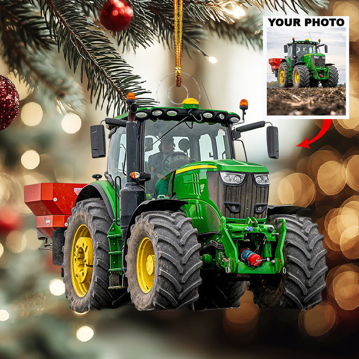 My True Helper Tractor-Personalized Photo Mica Ornament-Christmas Gift For Family Members, Tractor Lovers