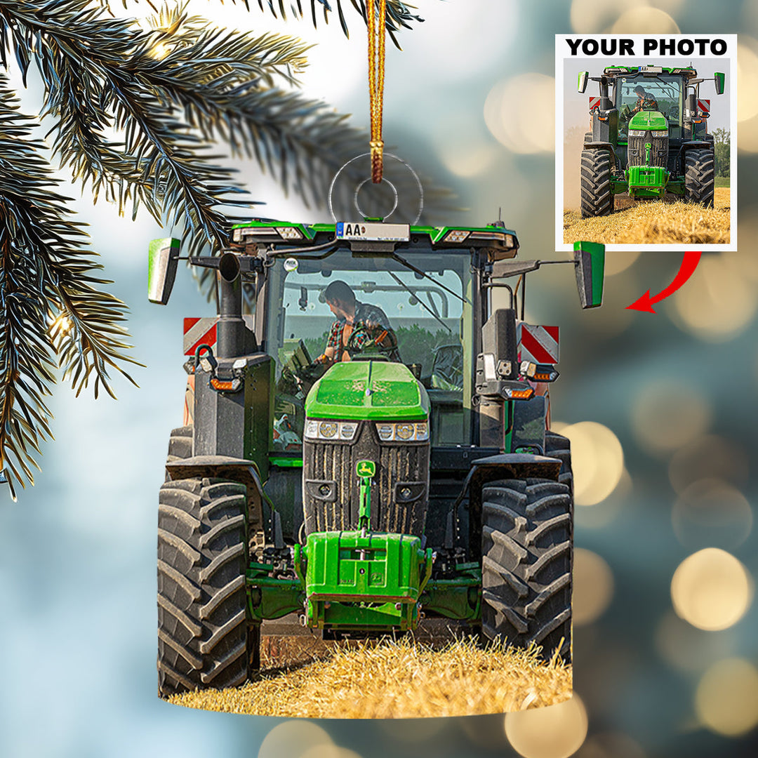 My Proud Partner Tractor-Personalized Photo Mica Ornament-Christmas Gift For Family Members, Tractor Lovers