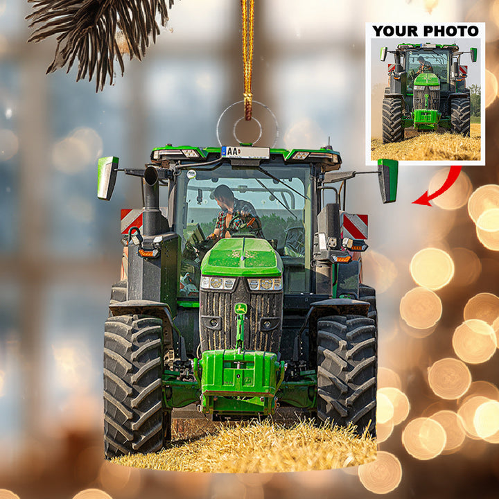 My Proud Partner Tractor-Personalized Photo Mica Ornament-Christmas Gift For Family Members, Tractor Lovers