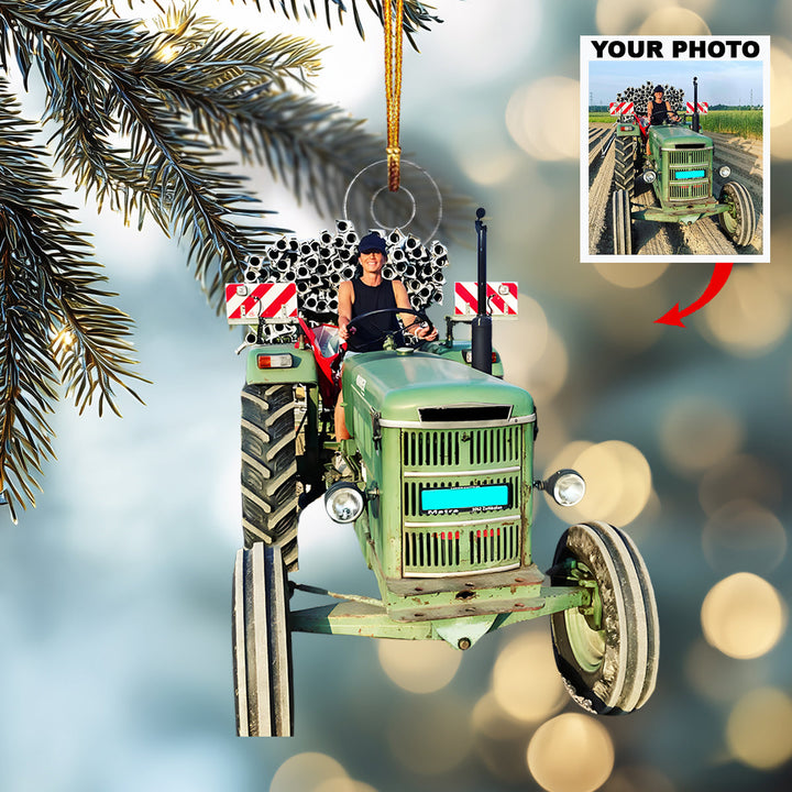 My Strong Buddy Tractor-Personalized Photo Mica Ornament-Christmas Gift For Family Members, Tractor Lovers