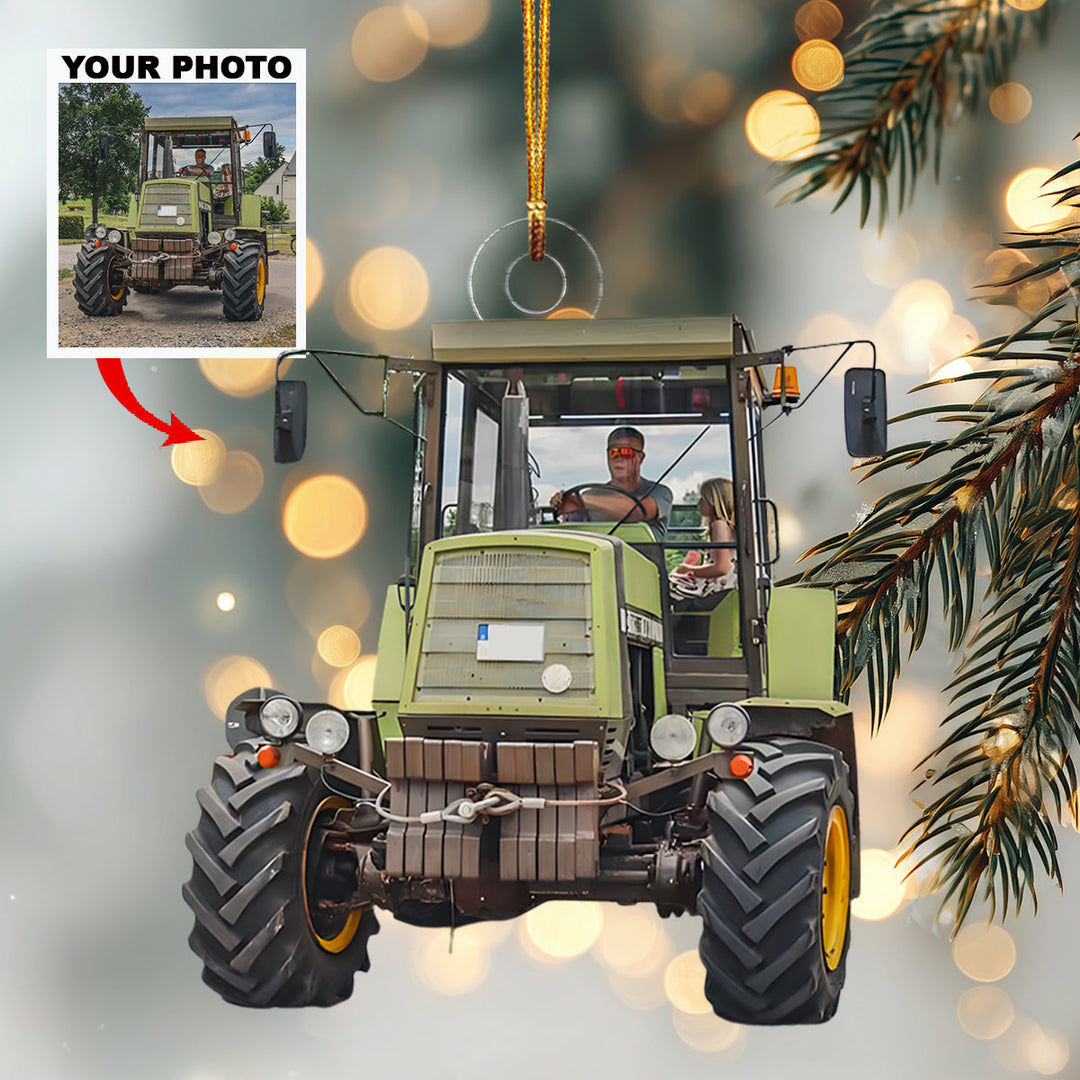 My Farm Mate Tractor-Personalized Photo Mica Ornament-Christmas Gift For Family Members, Tractor Lovers