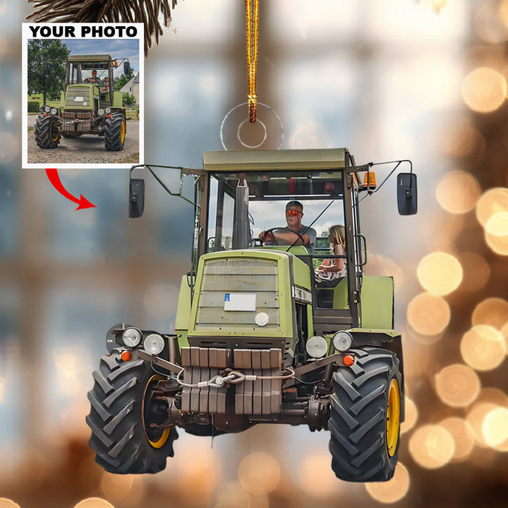 My Farm Mate Tractor-Personalized Photo Mica Ornament-Christmas Gift For Family Members, Tractor Lovers