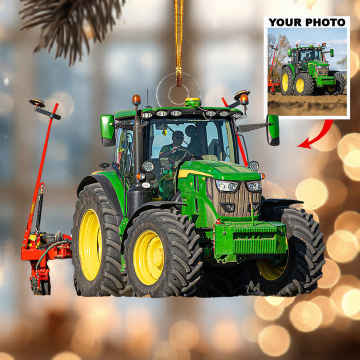 My Daily Partner Tractor-Personalized Photo Mica Ornament-Christmas Gift For Family Members, Tractor Lovers
