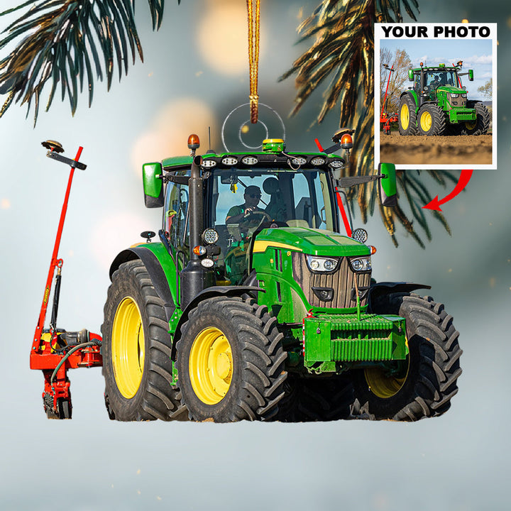 My Daily Partner Tractor-Personalized Photo Mica Ornament-Christmas Gift For Family Members, Tractor Lovers