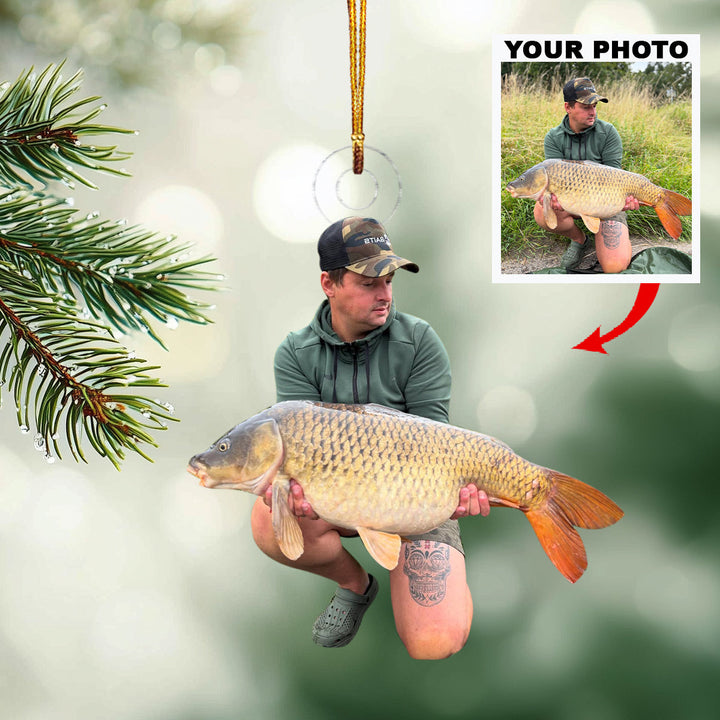 The Catch of Day-Personalized Photo Mica Ornament-Christmas Gift For Family Members, Carp Fishing Lovers