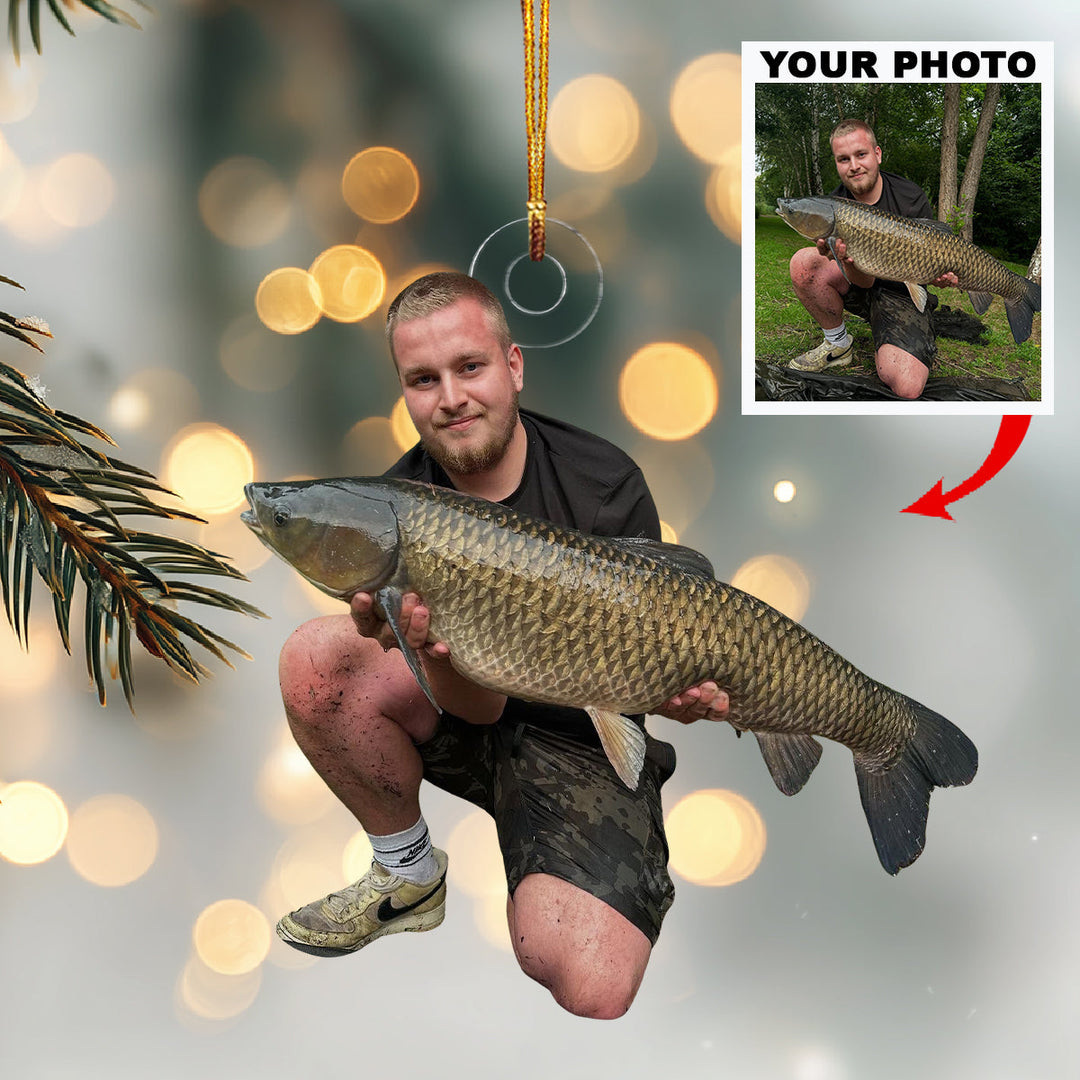 Carp Fishing Day-Personalized Photo Mica Ornament-Christmas Gift For Family Members, Carp Fishing Lovers