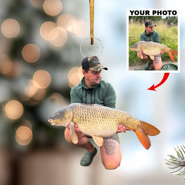 The Catch of Day-Personalized Photo Mica Ornament-Christmas Gift For Family Members, Carp Fishing Lovers