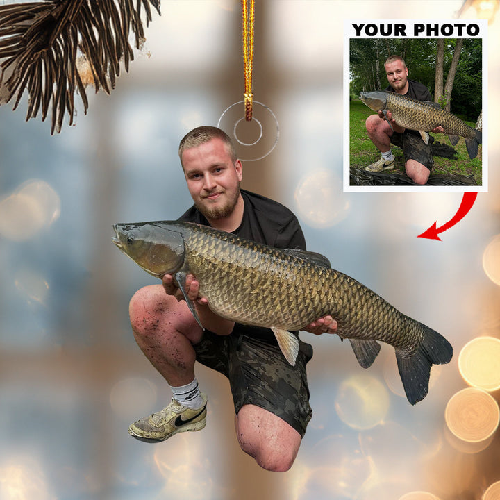 Carp Fishing Day-Personalized Photo Mica Ornament-Christmas Gift For Family Members, Carp Fishing Lovers