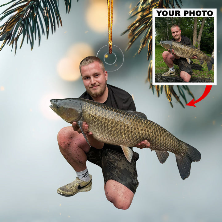 Carp Fishing Day-Personalized Photo Mica Ornament-Christmas Gift For Family Members, Carp Fishing Lovers