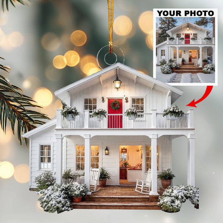 Home Is Here-Personalized Photo Mica Ornament-Christmas Gift For Family Members