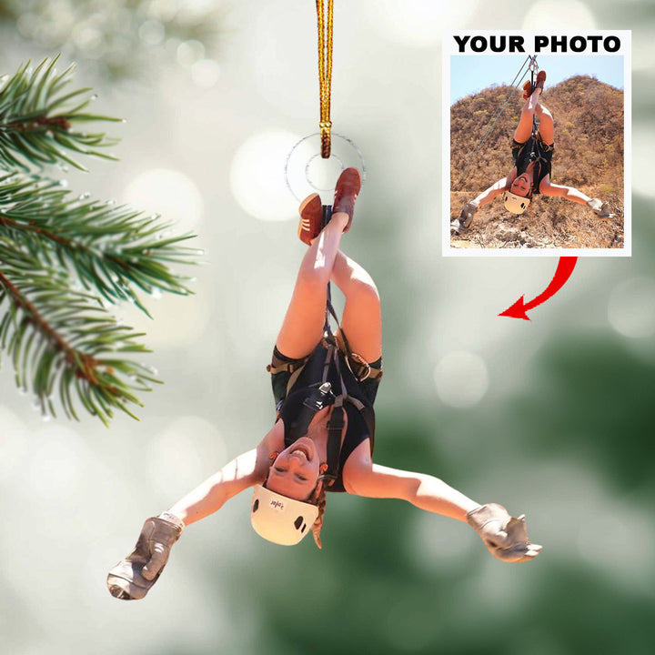 Swinging Through Nature-Personalized Photo Mica Ornament-Christmas Gift For Family Members