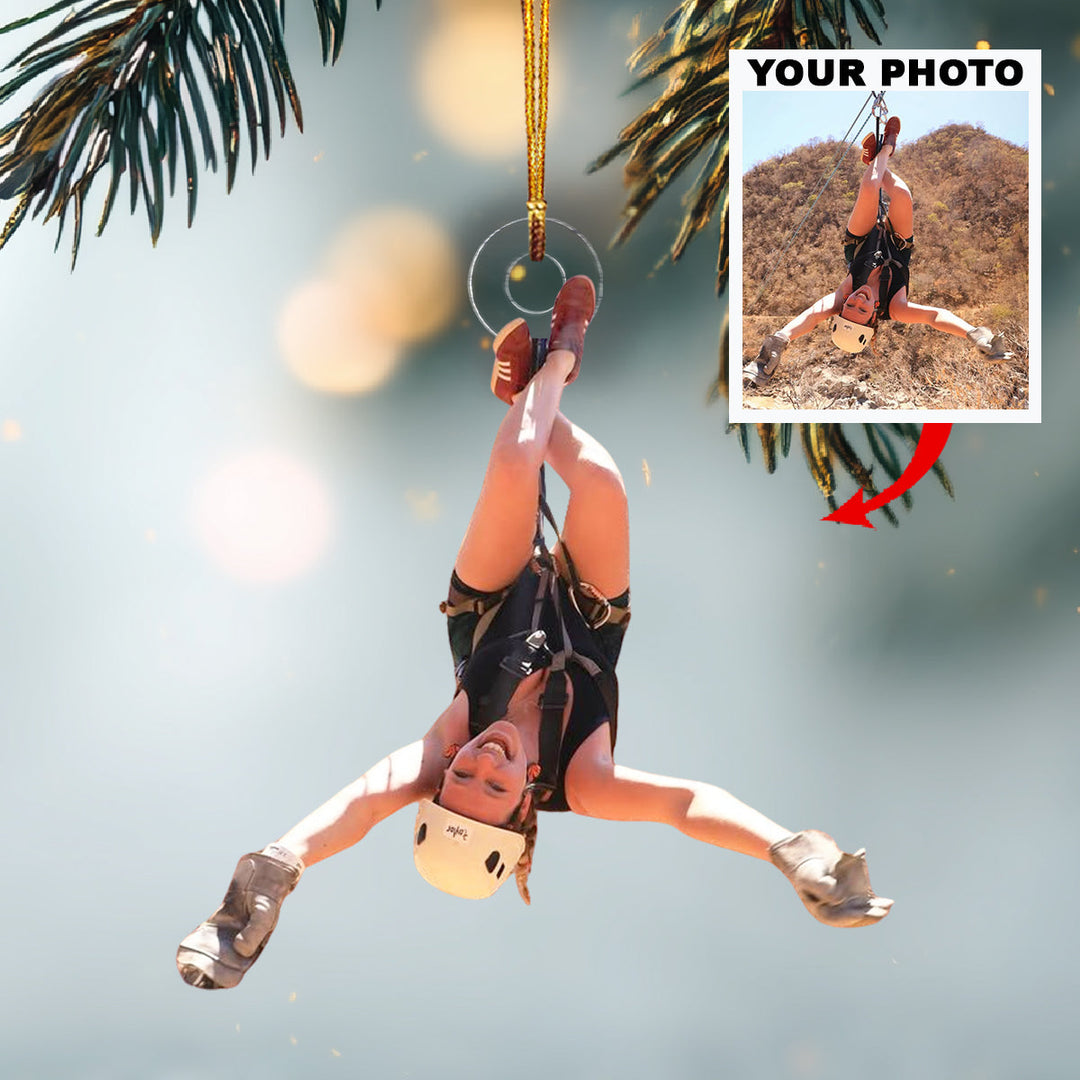 Swinging Through Nature-Personalized Photo Mica Ornament-Christmas Gift For Family Members