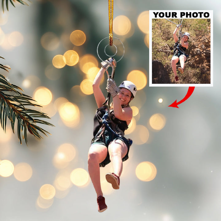 Sky High Moment-Personalized Photo Mica Ornament-Christmas Gift For Family Members