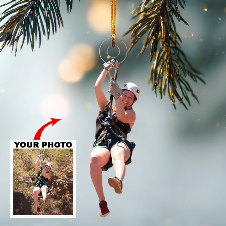 Sky High Moment-Personalized Photo Mica Ornament-Christmas Gift For Family Members