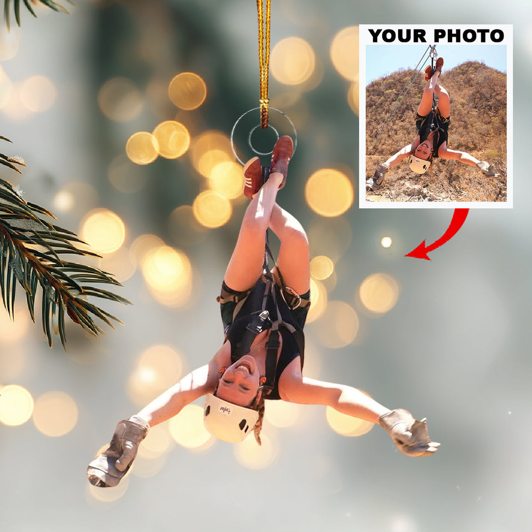 Swinging Through Nature-Personalized Photo Mica Ornament-Christmas Gift For Family Members