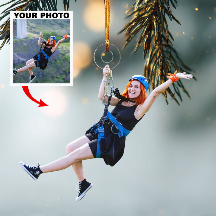 Flying in the Sky-Personalized Photo Mica Ornament-Christmas Gift For Family Members