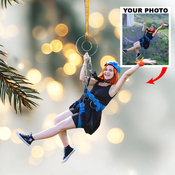 Flying in the Sky-Personalized Photo Mica Ornament-Christmas Gift For Family Members
