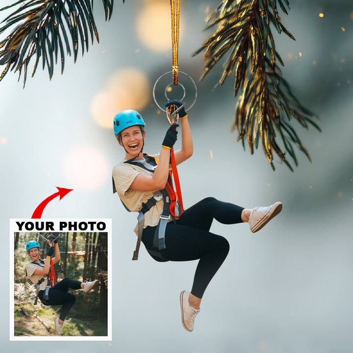 Glide With the Wind-Personalized Photo Mica Ornament-Christmas Gift For Family Members