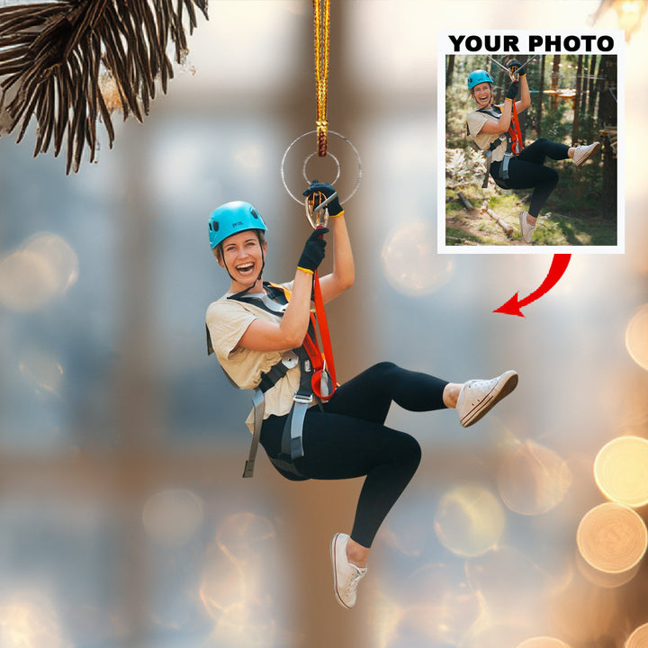 Glide With the Wind-Personalized Photo Mica Ornament-Christmas Gift For Family Members