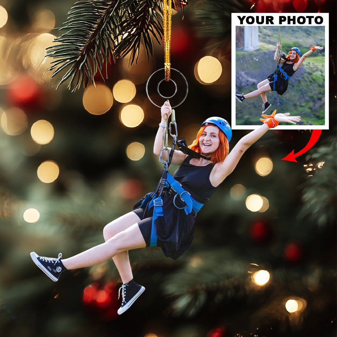 Flying in the Sky-Personalized Photo Mica Ornament-Christmas Gift For Family Members