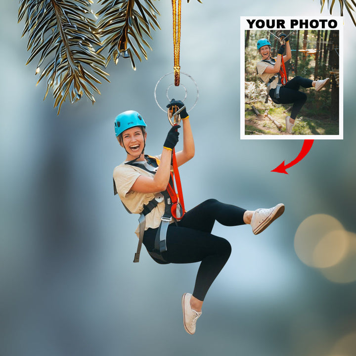 Glide With the Wind-Personalized Photo Mica Ornament-Christmas Gift For Family Members