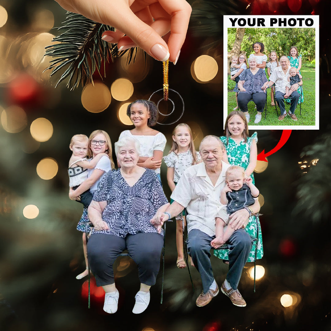 Love Holds Us-Personalized Photo Mica Ornament-Christmas Gift For Family Members