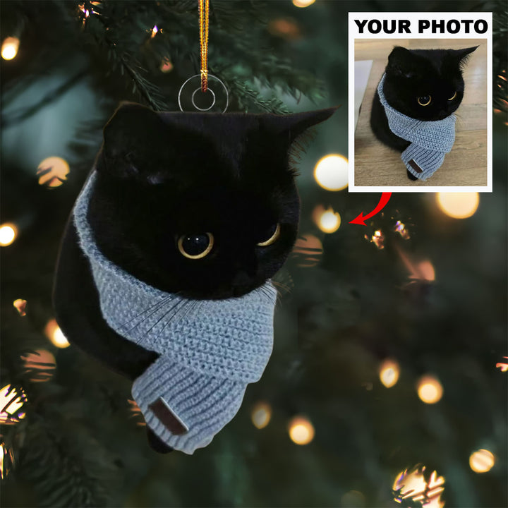 Meowy Christmas - Personalized Photo Mica Ornament - Christmas Gift For Pet Lovers