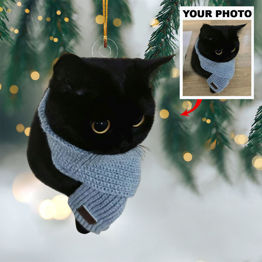 Meowy Christmas - Personalized Photo Mica Ornament - Christmas Gift For Pet Lovers