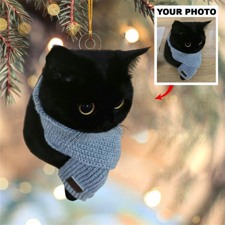 Meowy Christmas - Personalized Photo Mica Ornament - Christmas Gift For Pet Lovers