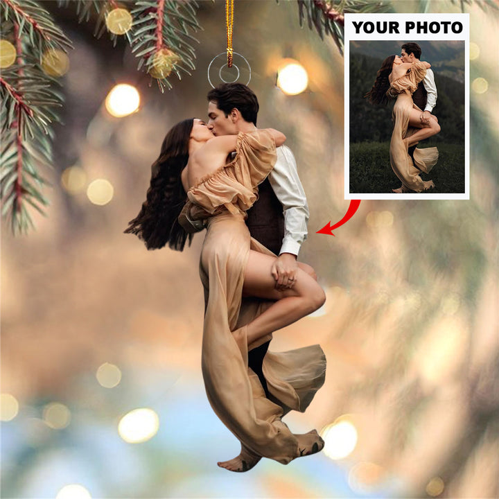 Heartstrings Ornament - Personalized Photo Mica Ornament - Christmas, Anniversary Gift For Couple, Husband, Wife