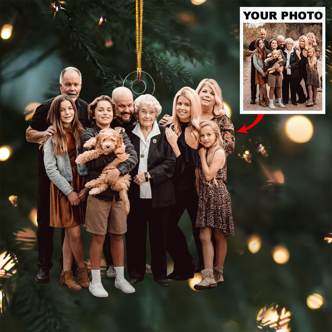 In This Family, We Love And Laugh - Personalized Photo Mica Ornament - Christmas Gift For Family, Family Members
