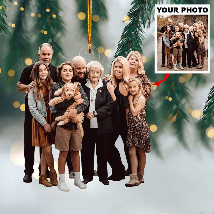 In This Family, We Love And Laugh - Personalized Photo Mica Ornament - Christmas Gift For Family, Family Members