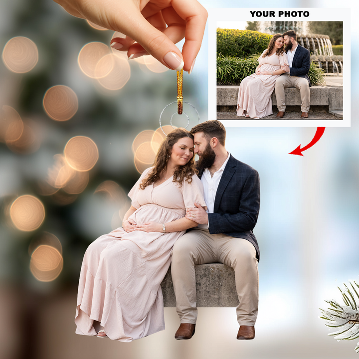 Waiting With Love - Personalized Photo Mica Ornament - Christmas Gift For Family Members