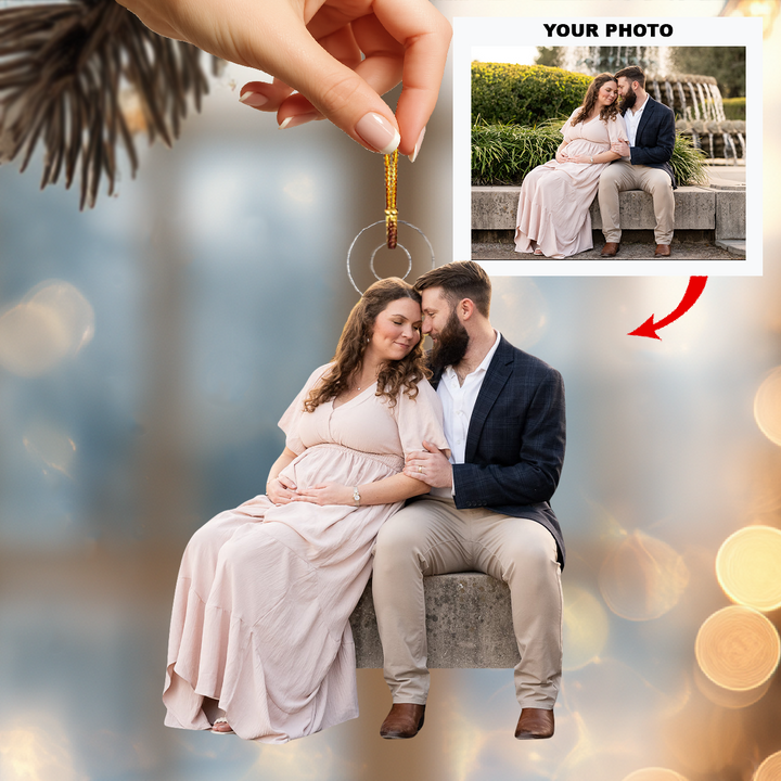 Waiting With Love - Personalized Photo Mica Ornament - Christmas Gift For Family Members