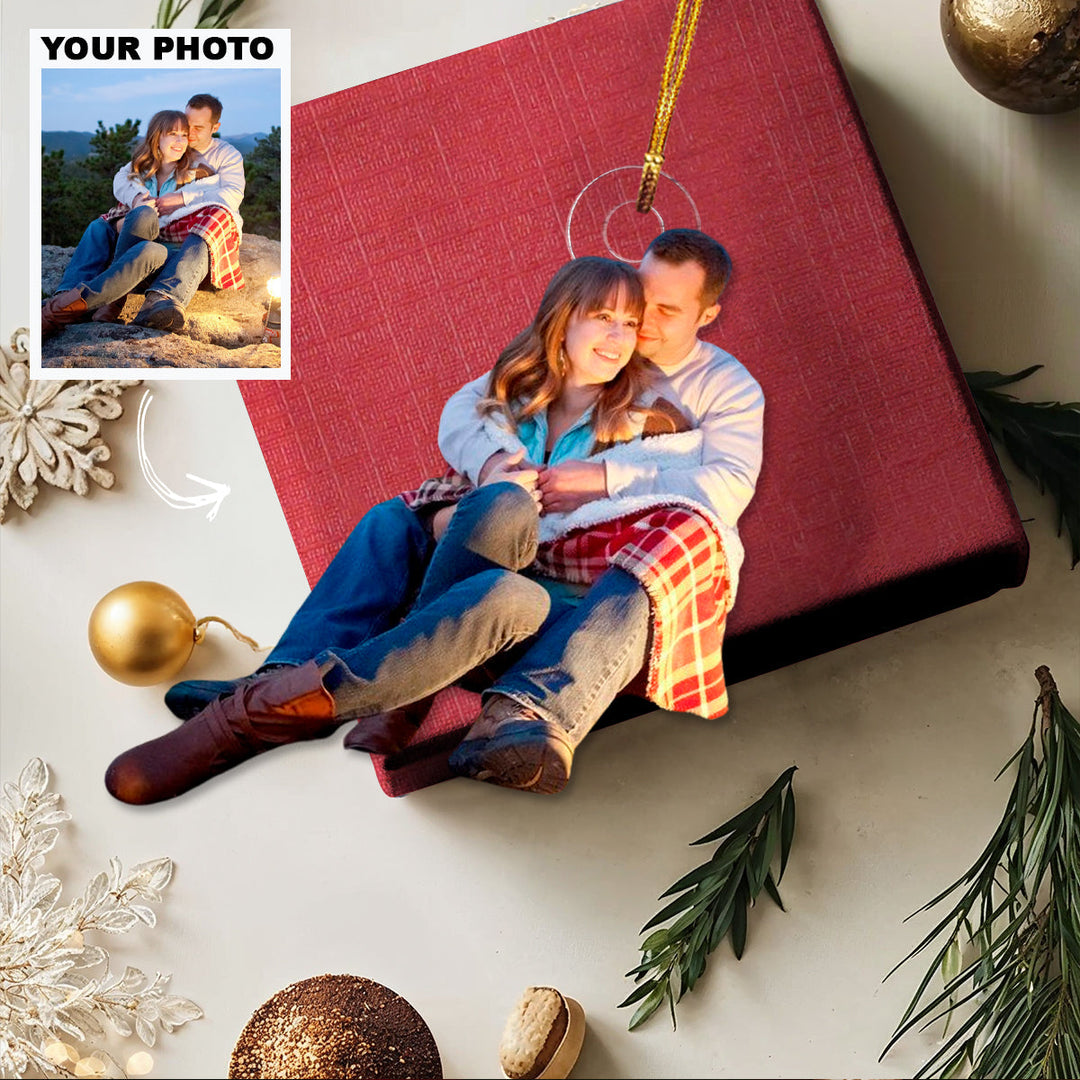 Warmth Is With You - Personalized Photo Mica Ornament - Christmas Gift For Couple