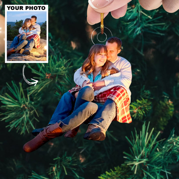 Warmth Is With You - Personalized Photo Mica Ornament - Christmas Gift For Couple
