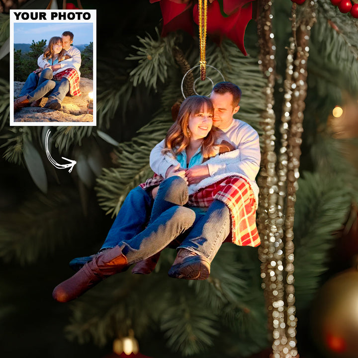 Warmth Is With You - Personalized Photo Mica Ornament - Christmas Gift For Couple
