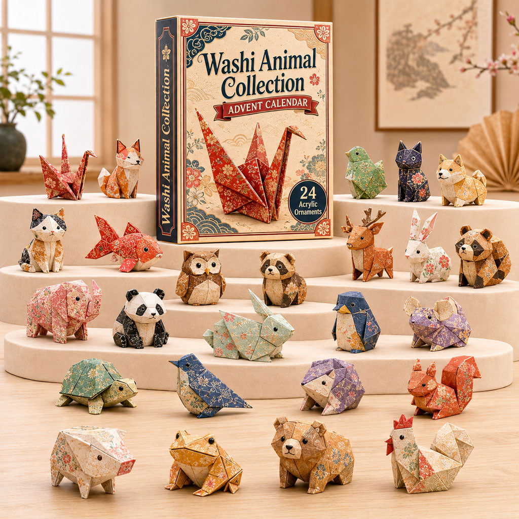 CHRISTMAS KICKOFF 40% OFF - Washi Animal Collection Advent Calendar 2026 - 24-Day Festive Countdown, Acrylic Charms Blind Box - Gift For Origami Lovers AC0TH224
