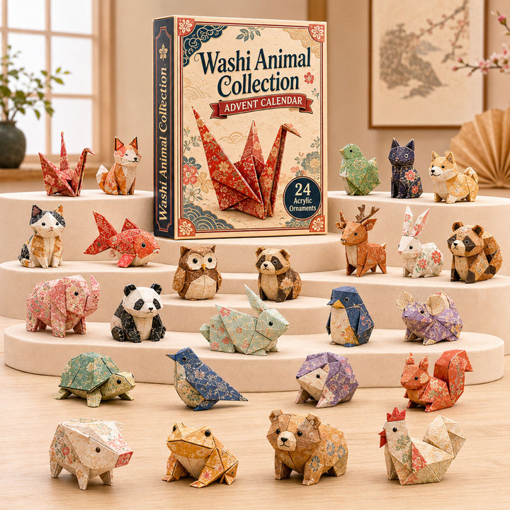 CHRISTMAS KICKOFF 40% OFF - Washi Animal Collection Advent Calendar 2026 - 24-Day Festive Countdown, Acrylic Charms Blind Box - Gift For Origami Lovers AC0TH224