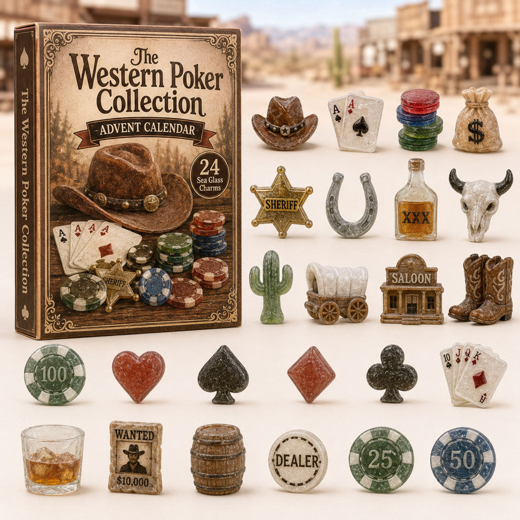 CHRISTMAS KICKOFF 40% OFF - Western Poker Collection Advent Calendar 2026 - 24-Day Festive Countdown, Acrylic Charms Blind Box - Gift For Poker Lovers AC0TH016